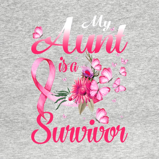 My Aunt Is A Survivor Butterfly Breast Cancer Awareness by ShariLambert